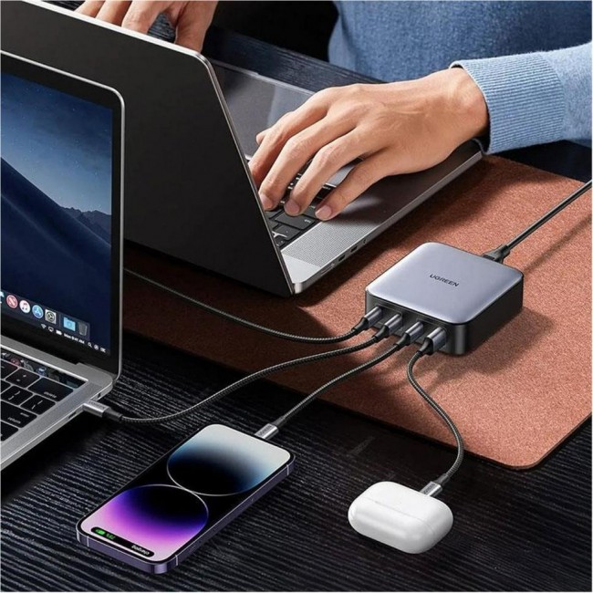 UGREEN CD328 GaN 100W 1xUSB-A 3-USB-C PD3.0 QC4.0 Wall Charger Gray (90928)