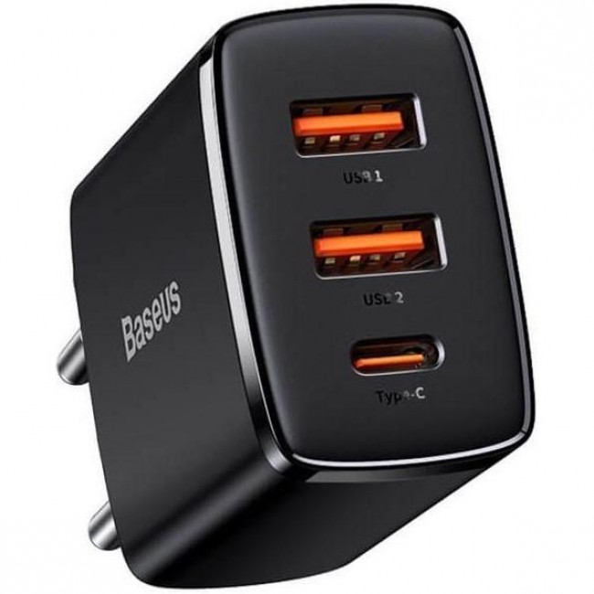 Baseus Compact Quick Charger 2xUSB U+C 30W Black (CCXJ-E01)