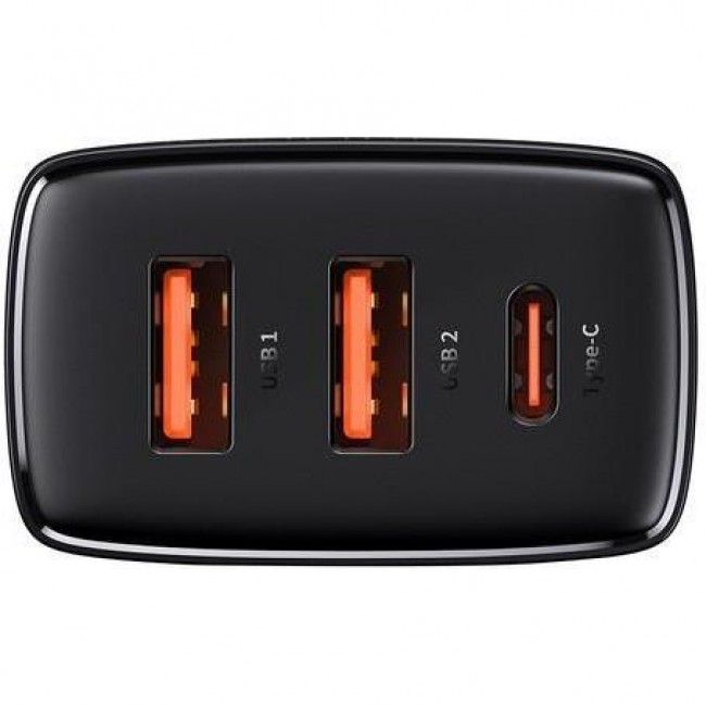 Baseus Compact Quick Charger 2xUSB U+C 30W Black (CCXJ-E01)