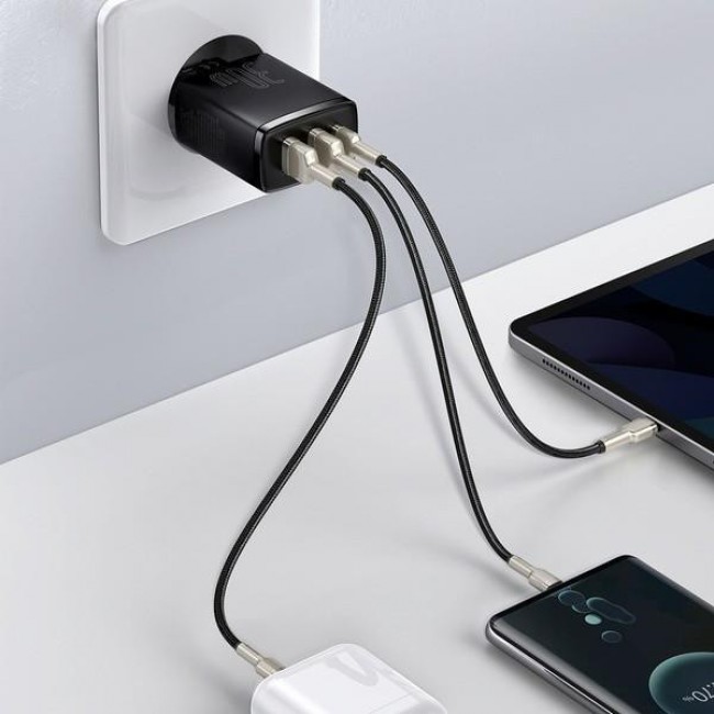 Baseus Compact Quick Charger 2xUSB U+C 30W Black (CCXJ-E01)