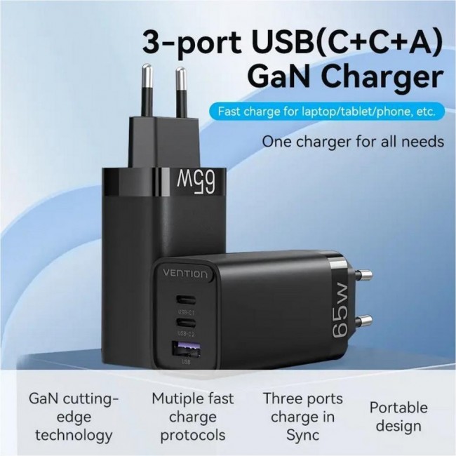 Vention GaN Fast Charging  65W Black (FEDB0-EU)