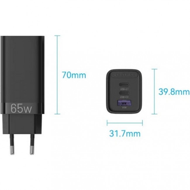 Vention GaN Fast Charging  65W Black (FEDB0-EU)