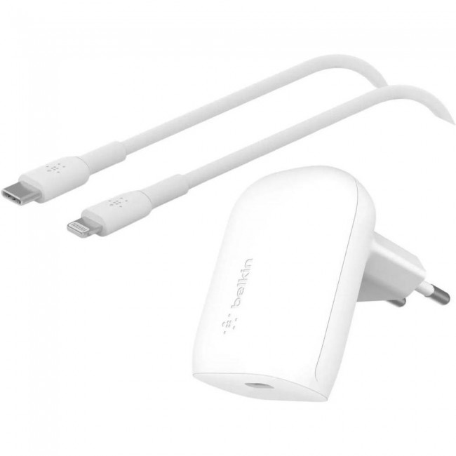 Belkin Home Charger 30W PD PPS USB-С - Lightning (WCA005VF1MWH-B5)