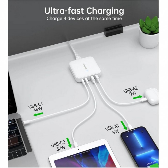 Choetech PD8008 100W Desktop GaN Charger White (PD8008-EU-WH)