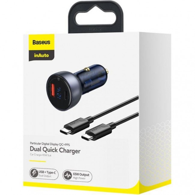 Baseus Particular QC4.0 PD3.0 PPS USB + Type-C 65W 5A + Type-C/Type-C Black (TZCCKX-0G)