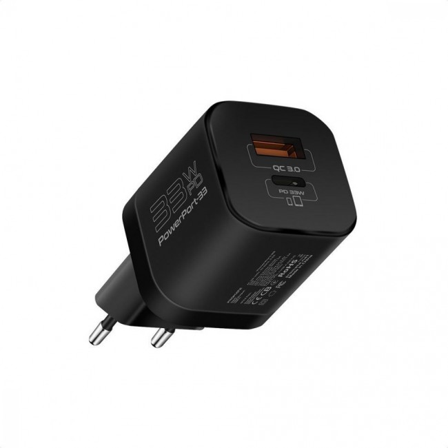 Promate PowerPort-33 W USB-C+USB-A Black (powerport-33.black)