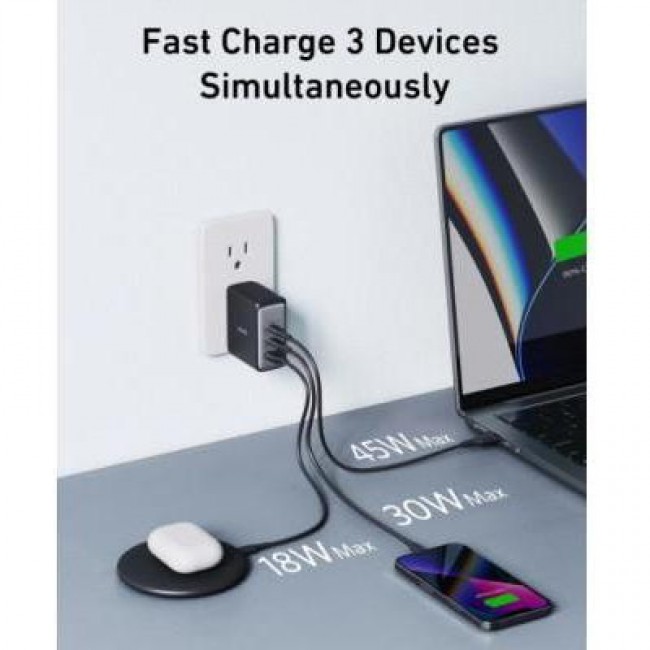 Anker PowerPort 736 Nano II GaN 100W 2xUSB-C PIQ3.0 Black (A2145G11)