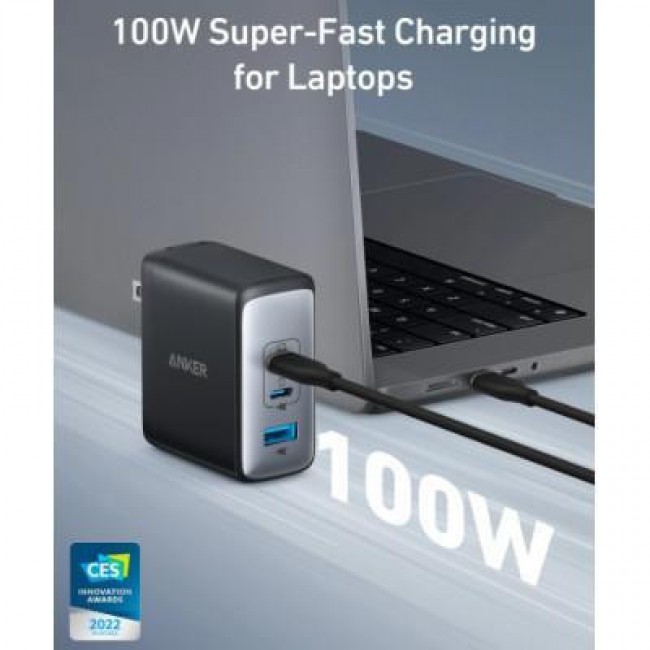 Anker PowerPort 736 Nano II GaN 100W 2xUSB-C PIQ3.0 Black (A2145G11)