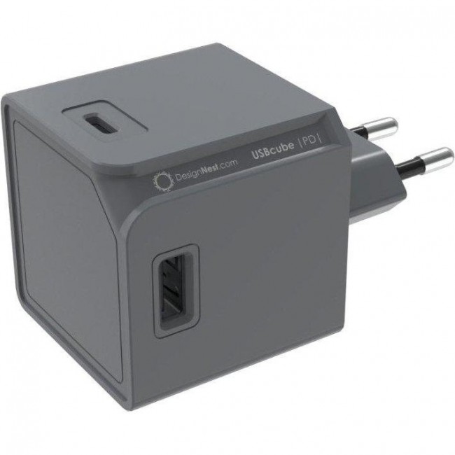 Allocacoc USBcube Original 2xUSB-A, 2xUSB-C, 65W Gray (DH1253GY/EUPD65)