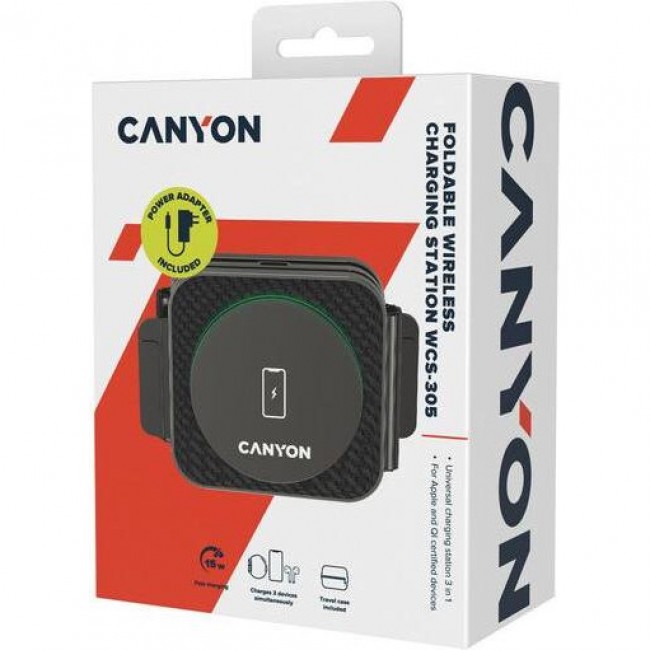 Canyon WS-305 Wireless Charging Station Black (CNS-WCS305B)