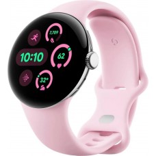 Google Pixel Watch 3 41 mm LTE Polished Silver Aluminum Case/Rose Quartz Active Band