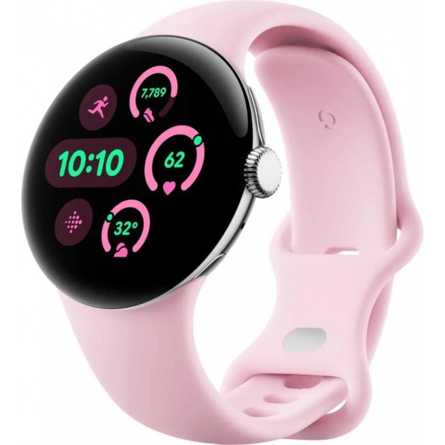 Google Pixel Watch 3 41 mm LTE Polished Silver Aluminum Case/Rose Quartz Active Band