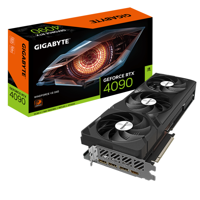 Видеокарта Gigabyte GeForce RTX4090 24GB WINDFORCE (GV-N4090WF3V2-24GD)