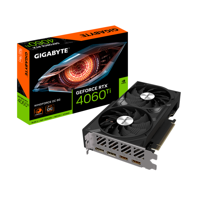 Видеокарта Gigabyte GeForce RTX4060Ti 8Gb WINDFORCE OC (GV-N406TWF2OC-8GD)