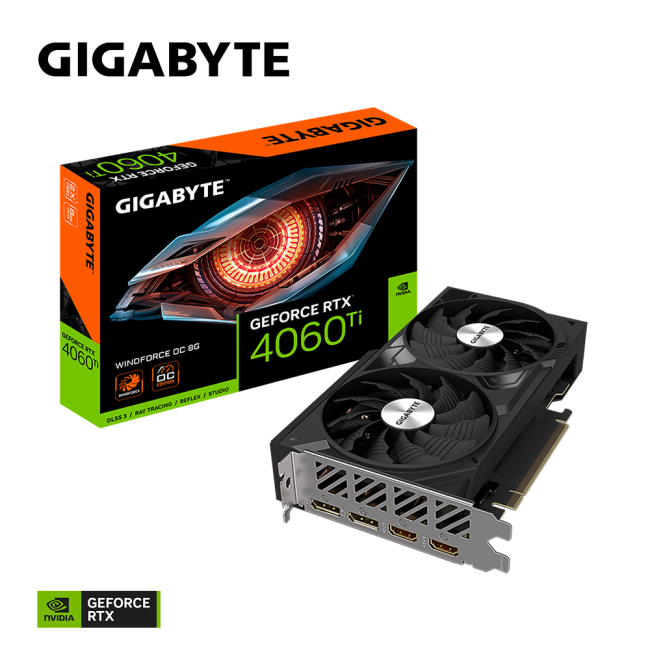 Видеокарта Gigabyte GeForce RTX4060Ti 8Gb WINDFORCE OC (GV-N406TWF2OC-8GD)