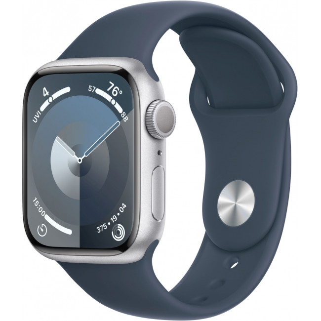 Apple Watch Series 9 GPS 41mm Silver Aluminum Case w. Storm Blue S. Band - S/M (MR903)