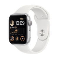Apple Watch SE 2 GPS 44mm Silver Aluminum Case with White Sport Band (MNK23)