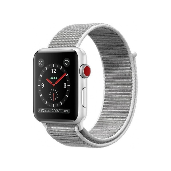 Apple Watch 42mm Series 3 GPS + Cell. Silver Alu. Case w. Seashell Sport Loop (MQKQ2)