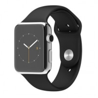Apple 42mm Stainless Steel Case with Black Sport Band (MJ3U2)