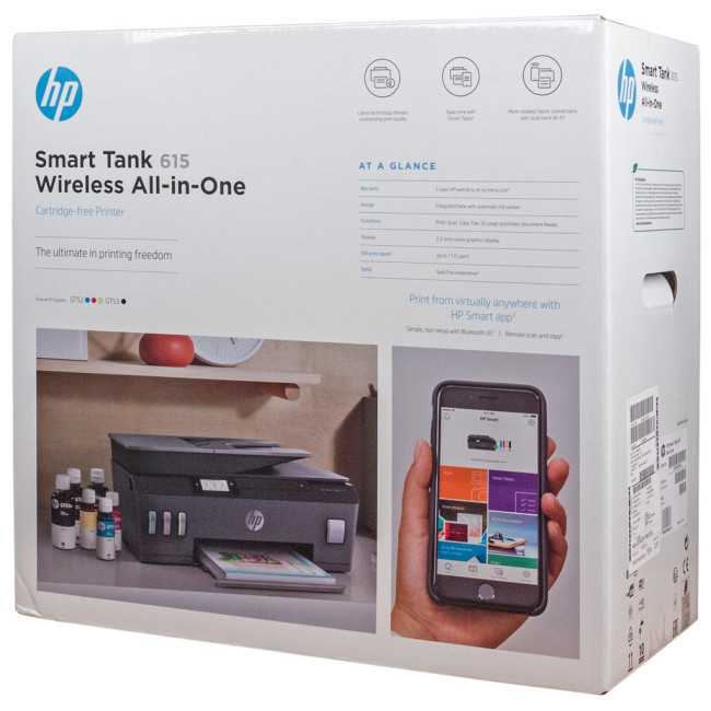 HP Smart Tank 615 c Wi-Fi (Y0F71A) - безпроводовий принтер з резервуарними картриджами