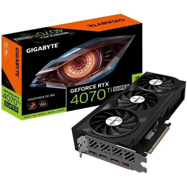 Видеокарта Gigabyte GeForce RTX 4070 Ti SUPER WINDFORCE OC 16G (GV-N407TSWF3OC-16GD)