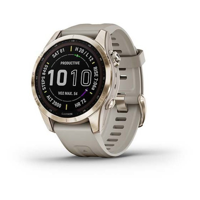 Garmin Fenix 7S Sapphire Solar C. Gold Titanium w. Light Sand Band (010-02539-20/21)