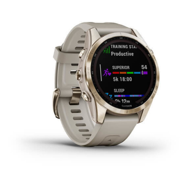 Garmin Fenix 7S Sapphire Solar C. Gold Titanium w. Light Sand Band (010-02539-20/21)