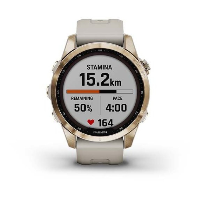 Garmin Fenix 7S Sapphire Solar C. Gold Titanium w. Light Sand Band (010-02539-20/21)