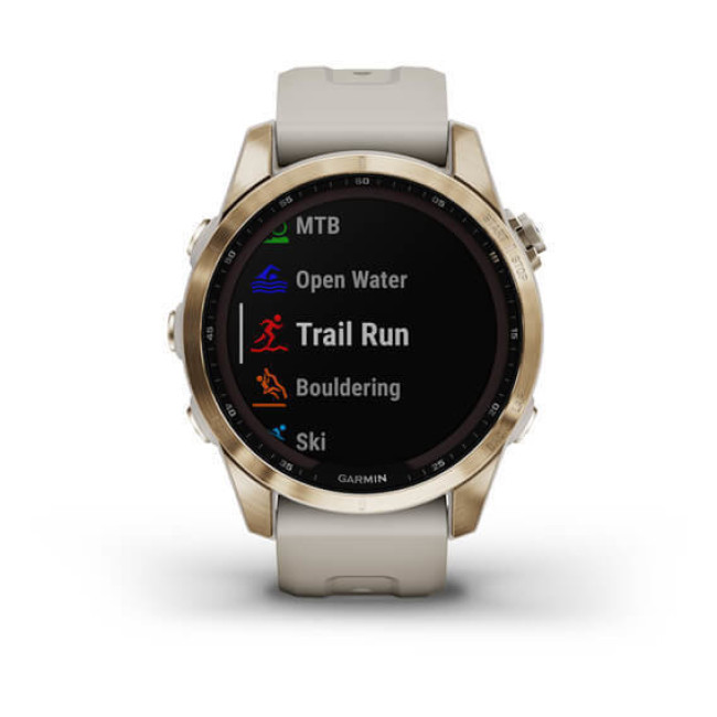 Garmin Fenix 7S Sapphire Solar C. Gold Titanium w. Light Sand Band (010-02539-20/21)