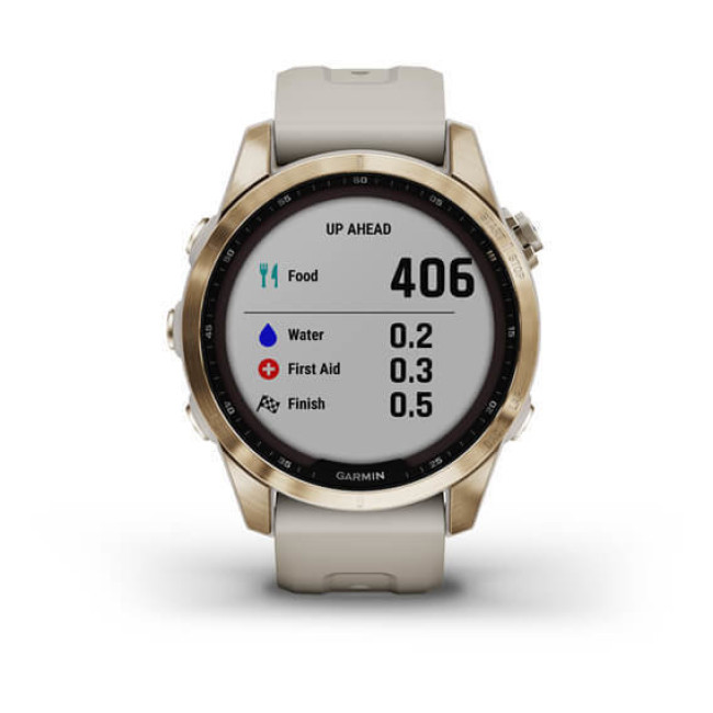 Garmin Fenix 7S Sapphire Solar C. Gold Titanium w. Light Sand Band (010-02539-20/21)