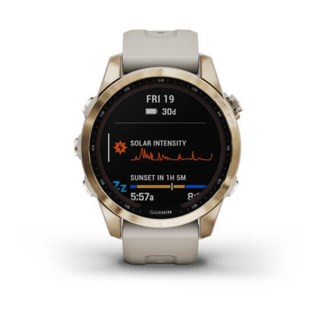 Garmin Fenix 7S Sapphire Solar C. Gold Titanium w. Light Sand Band (010-02539-20/21)