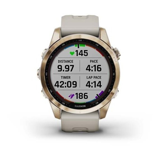 Garmin Fenix 7S Sapphire Solar C. Gold Titanium w. Light Sand Band (010-02539-20/21)