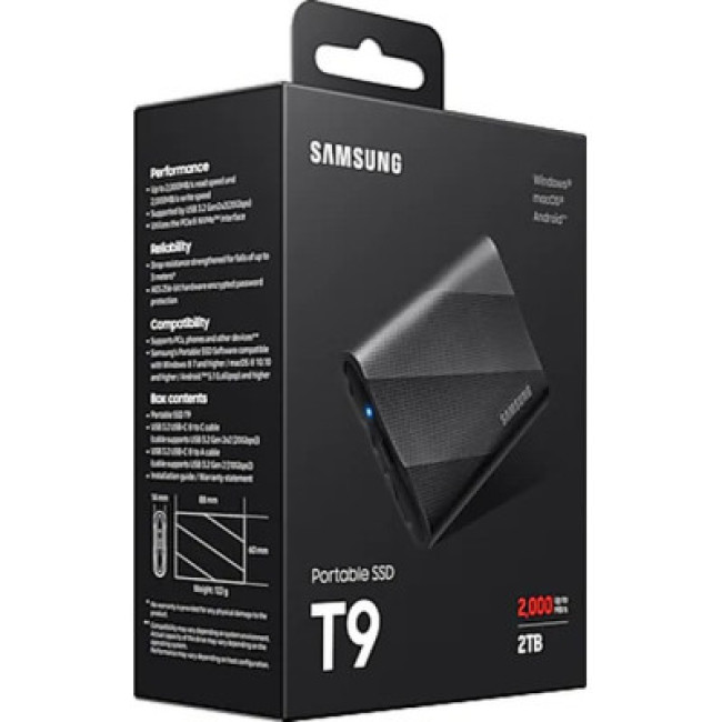 SSD накопитель Samsung T9 2 TB Black (MU-PG2T0B)