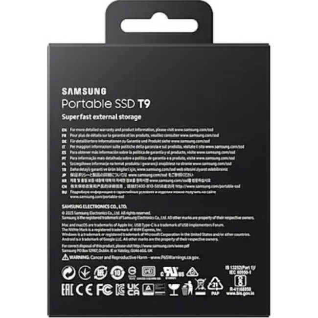 SSD накопитель Samsung T9 2 TB Black (MU-PG2T0B)