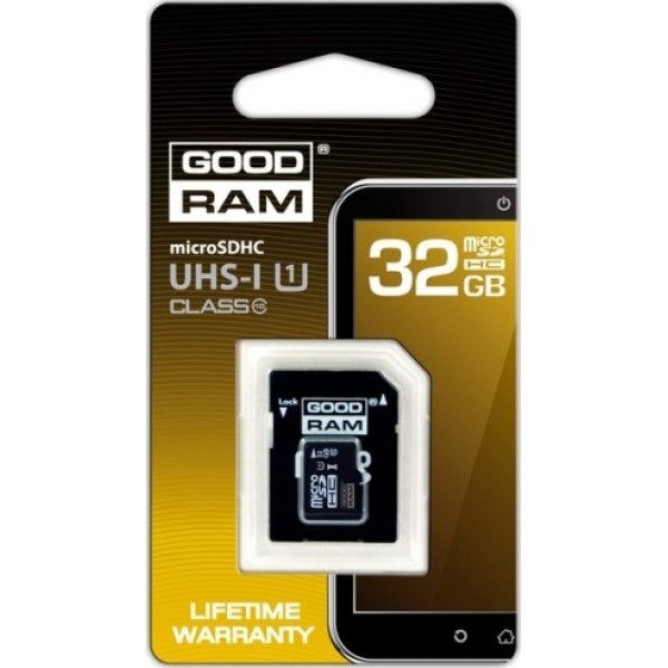 GOODRAM 32 GB microSDHC class 10 UHS1 + SD Adapter