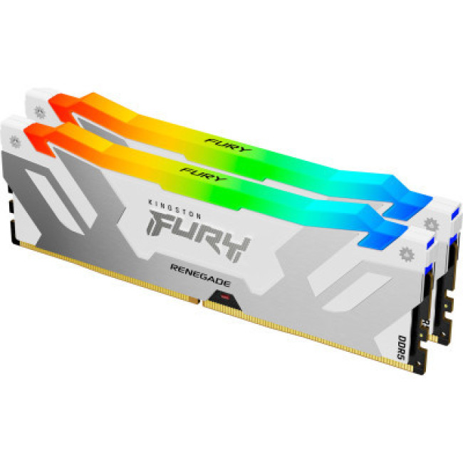 Модуль памяти Kingston FURY 64 GB (2x32GB) DDR5 6400 MHz Renegade Silver/White RGB (KF564C32RWAK2-64)