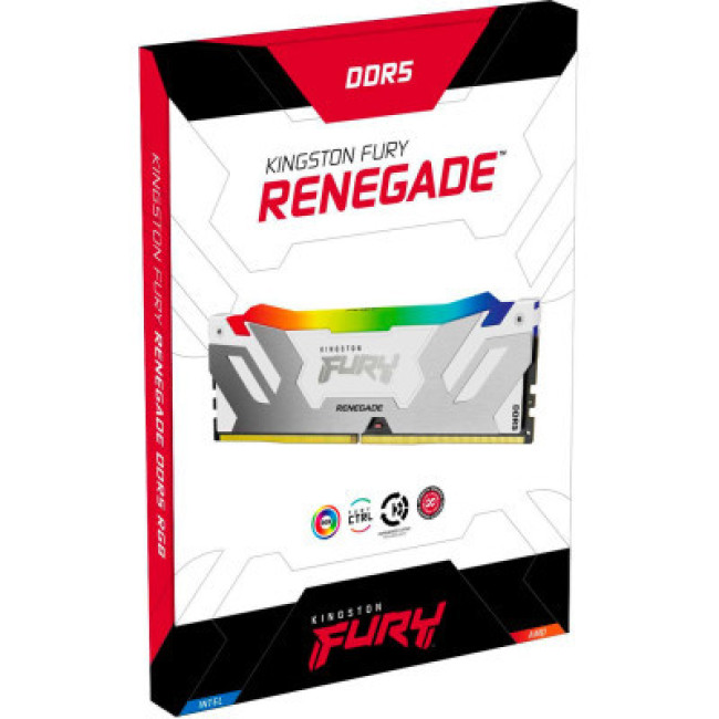 Модуль памяти Kingston FURY 64 GB (2x32GB) DDR5 6400 MHz Renegade Silver/White RGB (KF564C32RWAK2-64)