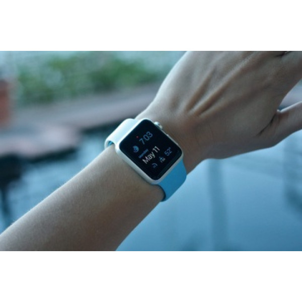 Умные часы Apple Watch Sport 42mm Silver Aluminum Case with Blue Sport Band (MJ3Q2)