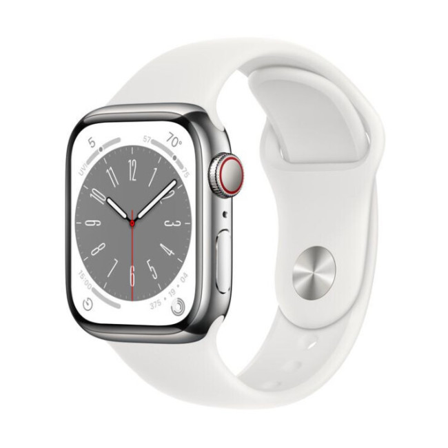 Apple Watch Series 8 GPS 45mm Silver Aluminum Case with White S. Band - M/L (MP6N3, MP6Q3)