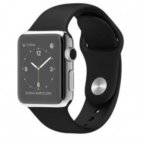 Apple 38mm Stainless Steel Case with Black Sport Band (MJ2Y2)
