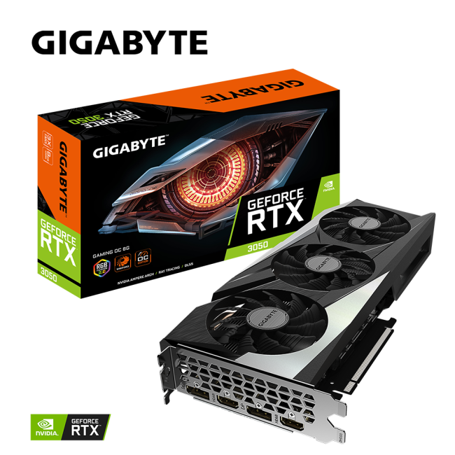 Видеокарта GIGABYTE GeForce RTX3050 8Gb GAMING OC (GV-N3050GAMING OC-8GD)