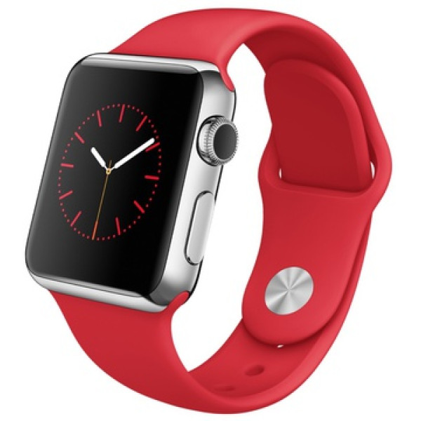 Умные часы Apple Watch Sport 42mm Silver Aluminum Case with Red Sport Band (MMED2)
