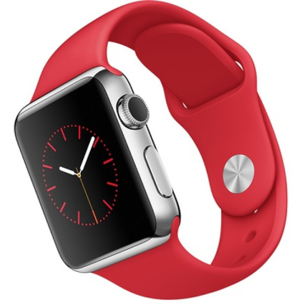 Умные часы Apple Watch Sport 42mm Silver Aluminum Case with Red Sport Band (MMED2)