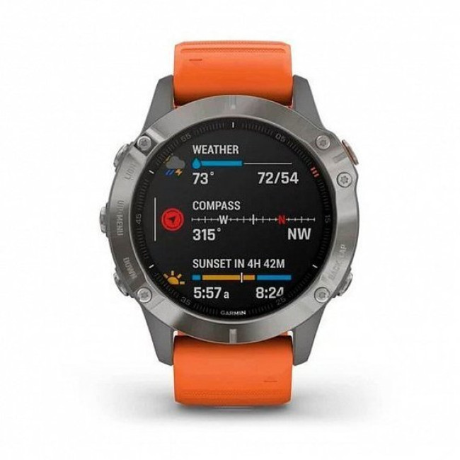 Garmin Fenix 6 Pro Sapphire Titanium with Ember Orange Band (010-02158-14/15)