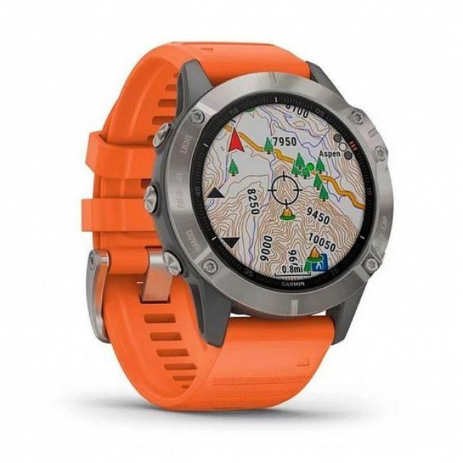 Garmin Fenix 6 Pro Sapphire Titanium with Ember Orange Band (010-02158-14/15)