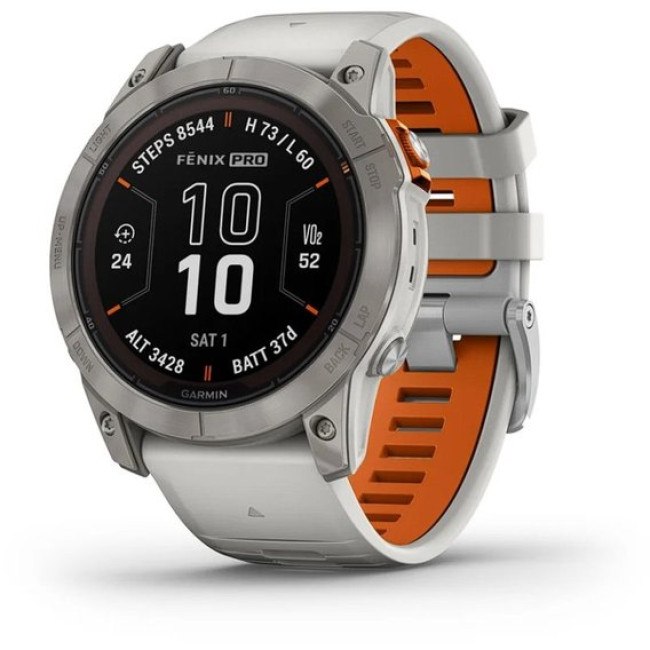 Garmin Fenix 7X Pro Sapphire Solar Titanium w. Fog Gray/Ember O. Band (010-02778-14/15)