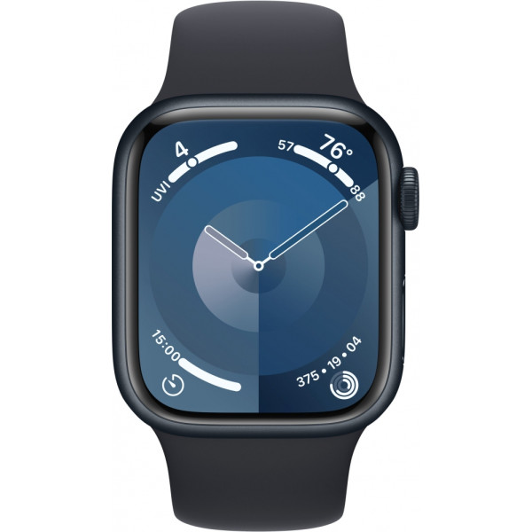 Apple Watch Series 9 GPS 45mm Midnight: Алюмінієвий корпус зі штучним посрібленням та підходящий під руку синій ремінь - розмір M/L (MR9A3) в інтернет-магазині
