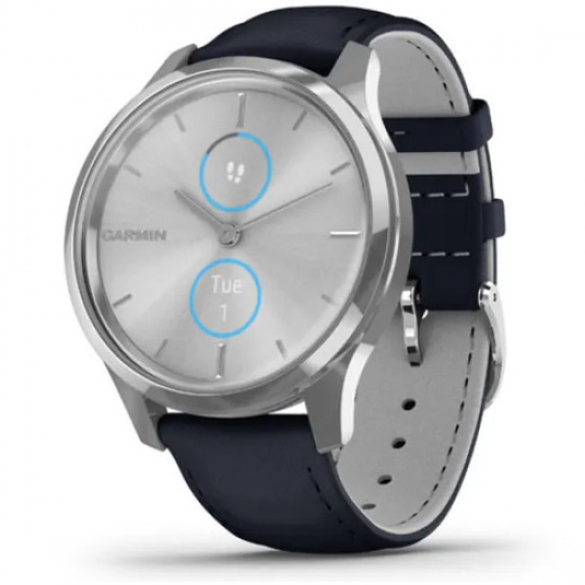 Garmin vivomove Luxe Silver-Blue Leather (010-02241-20)