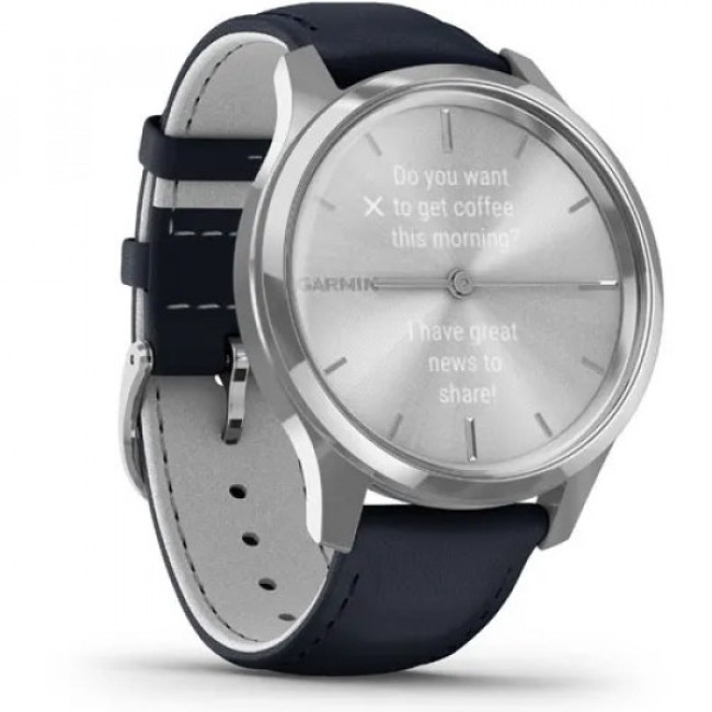 Garmin vivomove Luxe Silver-Blue Leather (010-02241-20)