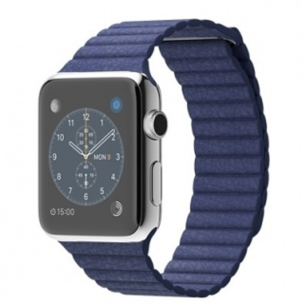 Apple 42mm Stainless Steel Case with Bright Blue Leather Loop (MJ462)